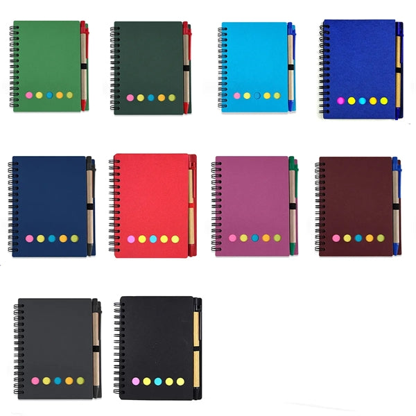Spiral Notebook with Pen In Holder and Tabs