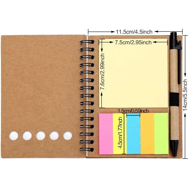Spiral Notebook with Pen In Holder and Tabs