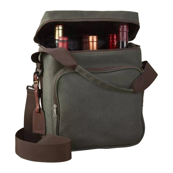 6-Bottle Insulated Canvas Wine Bag