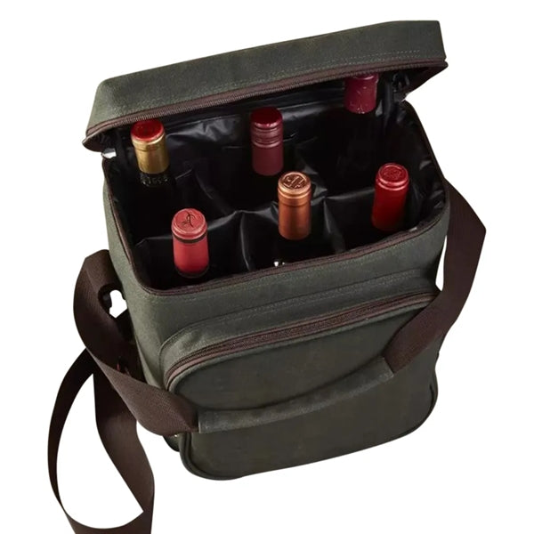 6-Bottle Insulated Canvas Wine Bag