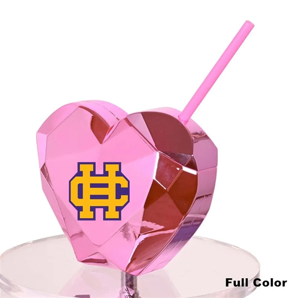 20 oz Heart Shaped Disco Ball Cup with Lid and Straw Tumbler