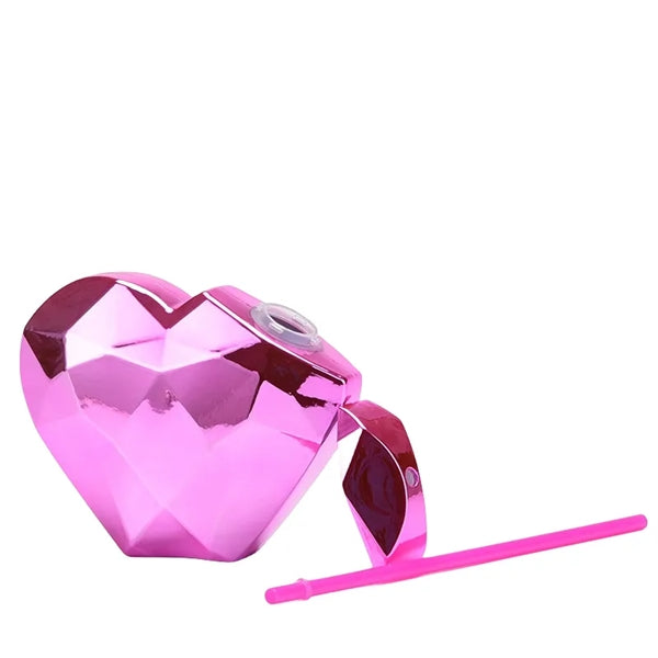 20 oz Heart Shaped Disco Ball Cup with Lid and Straw Tumbler
