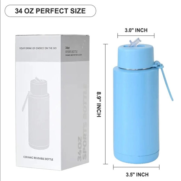 34Oz Insulated Vacuum Stainless Steel Water Bottles