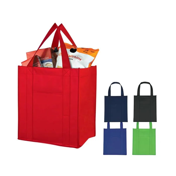 15" x 13" x 10" Matte Laminated Front Pocket Shopper Tote