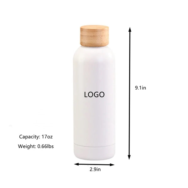 17oz Frosted Insulated Stainless Steel Water Bottle Bamboo L