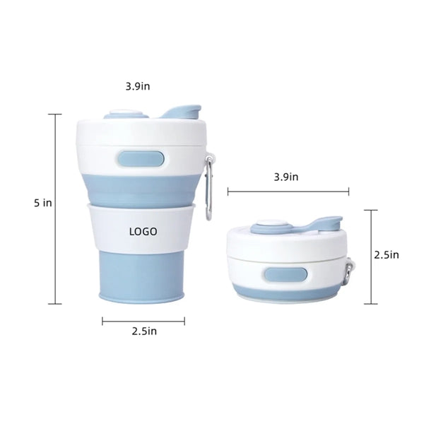 15oz Silicone Collapsible Travel Cup with Straw
