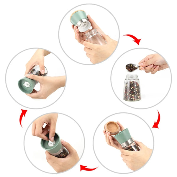 Bamboo Cap Salt Pepper Grinder