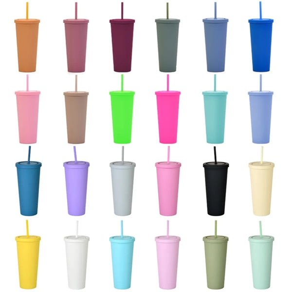 24Oz Tumblers With Lids And Straws