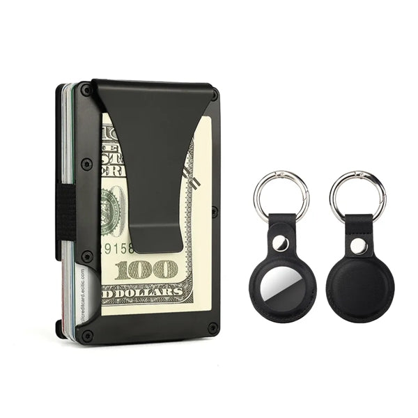 RFID Wallet + KEYCHAIN w/ Apple Tracker Holder GIFT SET