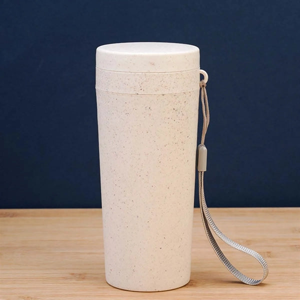 10oz. Wheat straw thermos Water Bottle with lanyard