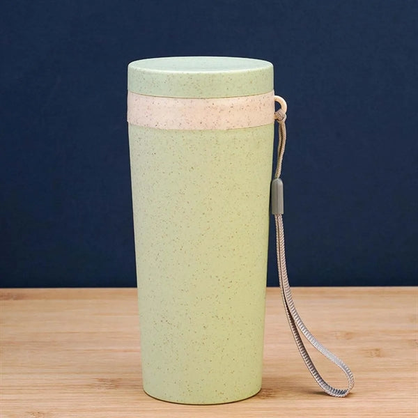 10oz. Wheat straw thermos Water Bottle with lanyard