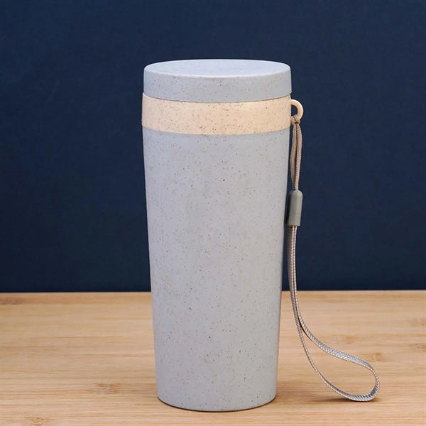 10oz. Wheat straw thermos Water Bottle with lanyard