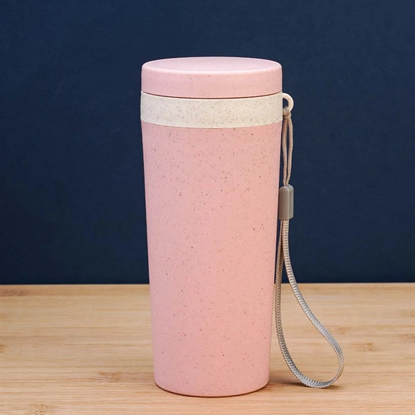 10oz. Wheat straw thermos Water Bottle with lanyard