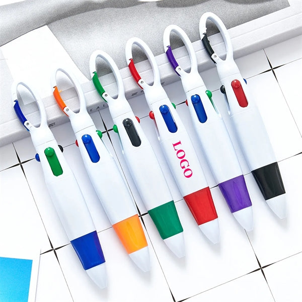 Plastic Carabiner Shuttle Pens 4-in-1