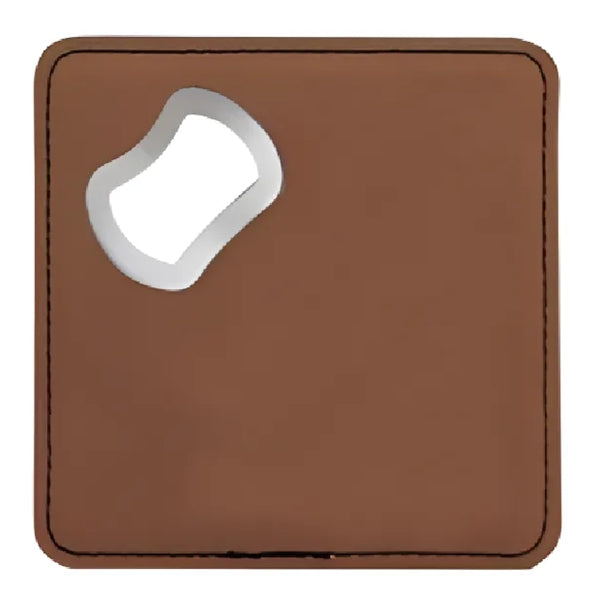 4'' x 4'' Square Leatherette Bottle Opener Coaster