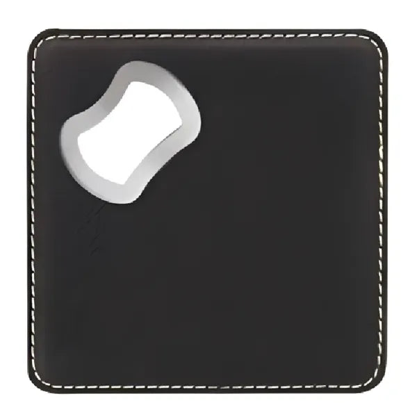 4'' x 4'' Square Leatherette Bottle Opener Coaster