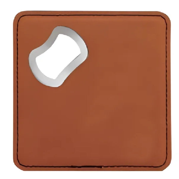 4'' x 4'' Square Leatherette Bottle Opener Coaster