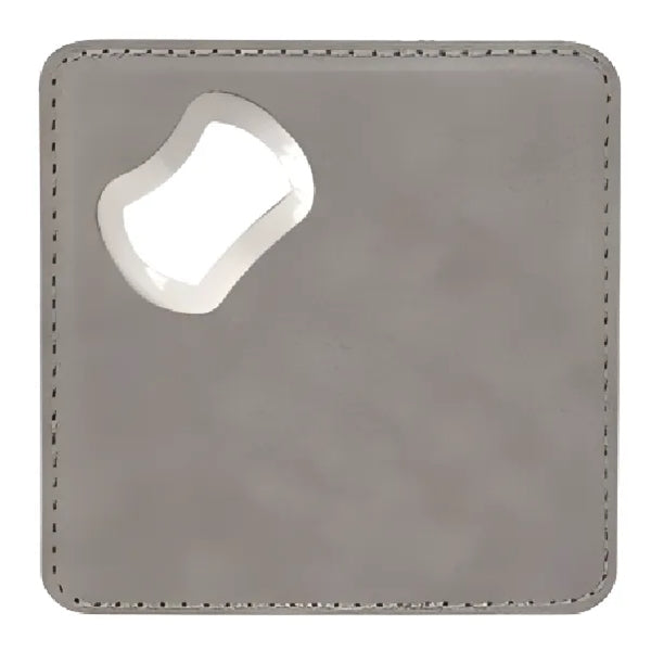 4'' x 4'' Square Leatherette Bottle Opener Coaster
