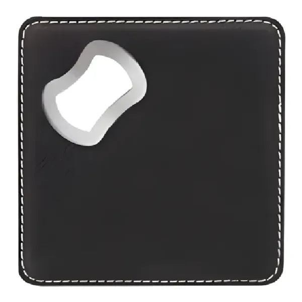 4'' x 4'' Square Leatherette Bottle Opener Coaster