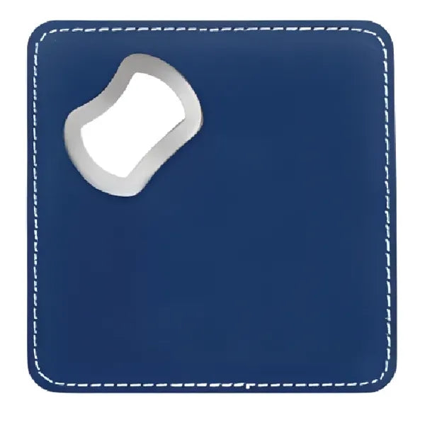 4'' x 4'' Square Leatherette Bottle Opener Coaster