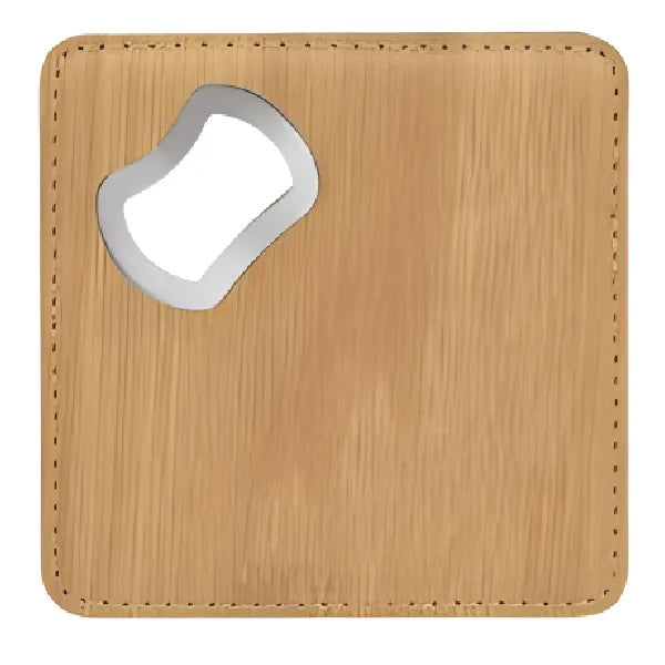 4'' x 4'' Square Leatherette Bottle Opener Coaster