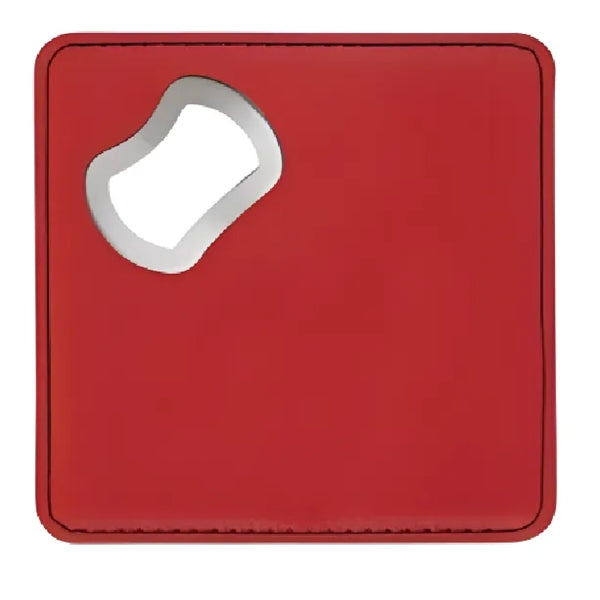 4'' x 4'' Square Leatherette Bottle Opener Coaster