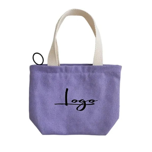 Mini Pure Color Canvas Handbag with Zipper for Casual Use