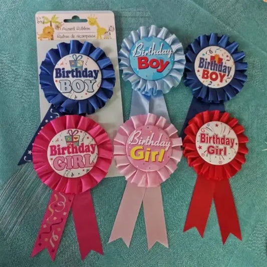 Happy Birthday Award Ribbon Tinplate Badge Pins
