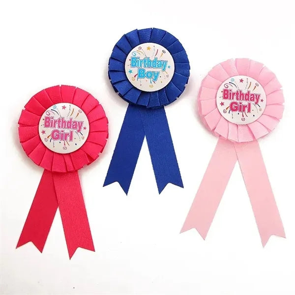 Happy Birthday Award Ribbon Tinplate Badge Pins