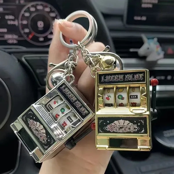 Lucky Slot Aachine Keychain Sets Spinning Scrolls
