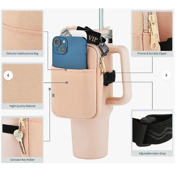 40oz GYM Tumbler Water Bottle Pouch Phone Holder Bag