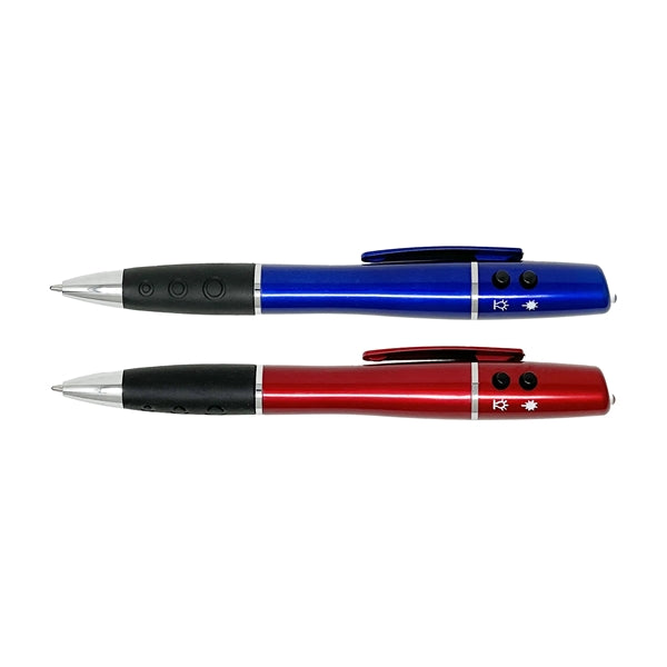 Triple Action Pen w/ Led Light & Red Laser Pointer