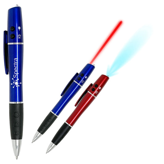 Triple Action Pen w/ Led Light & Red Laser Pointer