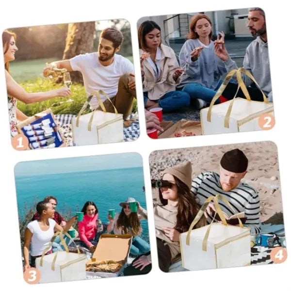 Collapsible cooler insulated grocery cake tote bag