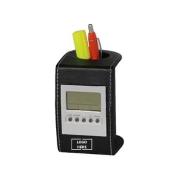 Multi-Functional Desk Clock Pen Holder