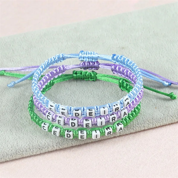Acrylic Letter Braided Bracelet