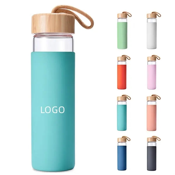 17 Oz Glass Water Bottle with Bamboo Lid
