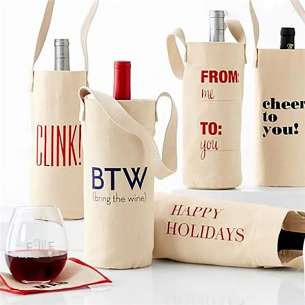 Single Bottle Cotton Canvas Wine Bag