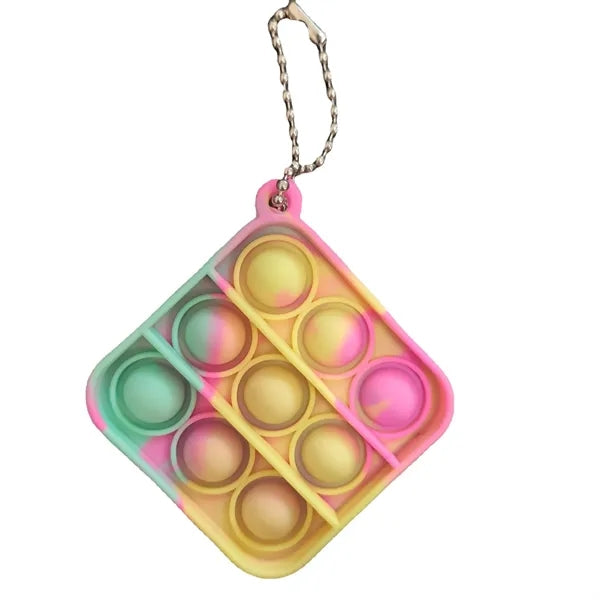 Square Push Bubble Pops Fidget Keychain