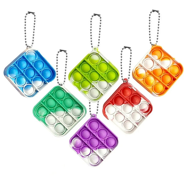 Square Push Bubble Pops Fidget Keychain