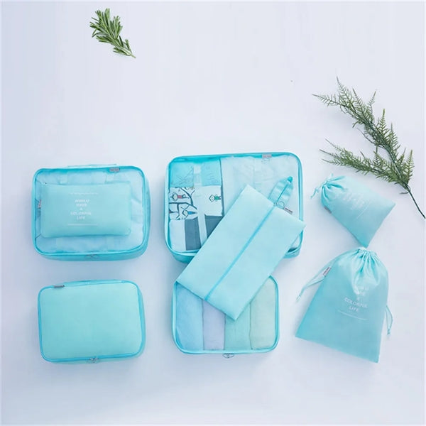 Nylon 7 PCS Set Packing Luggage Storage Bag