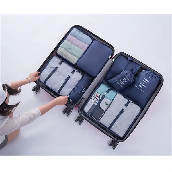 Nylon 7 PCS Set Packing Luggage Storage Bag