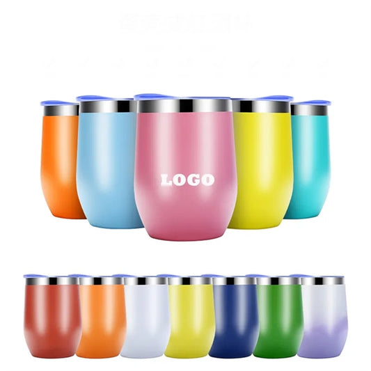 12oz Egg Shaped Insulated Stainless Steel Vacuum Wine Cup