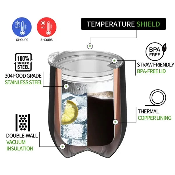 12oz Egg Shaped Insulated Stainless Steel Vacuum Wine Cup