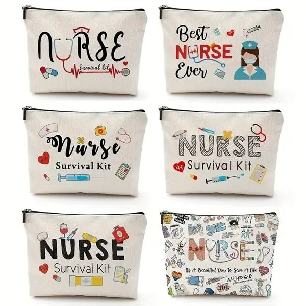 Pencil Pouch Canvas Makeup Cosmetic Bag With Zipper