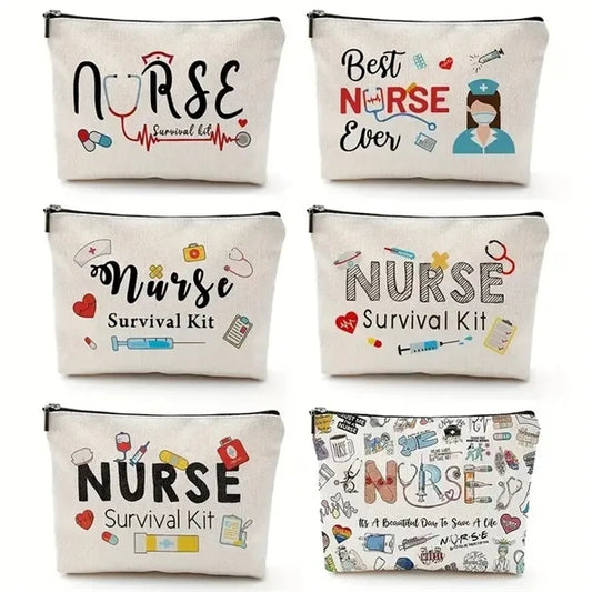 Pencil Pouch Canvas Makeup Cosmetic Bag With Zipper