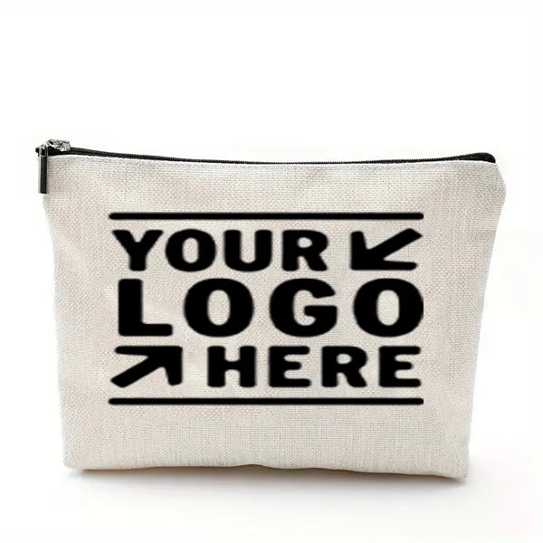 Pencil Pouch Canvas Makeup Cosmetic Bag With Zipper