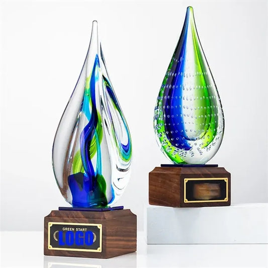 Wood Base Fusion Art Glass Award
