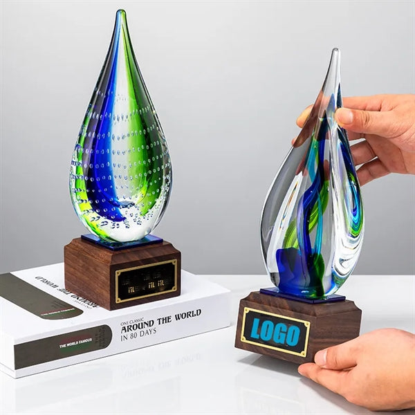 Wood Base Fusion Art Glass Award