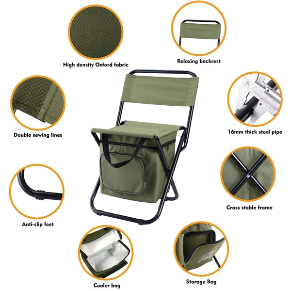 Foldable Fishing Chair With Cooler Bag